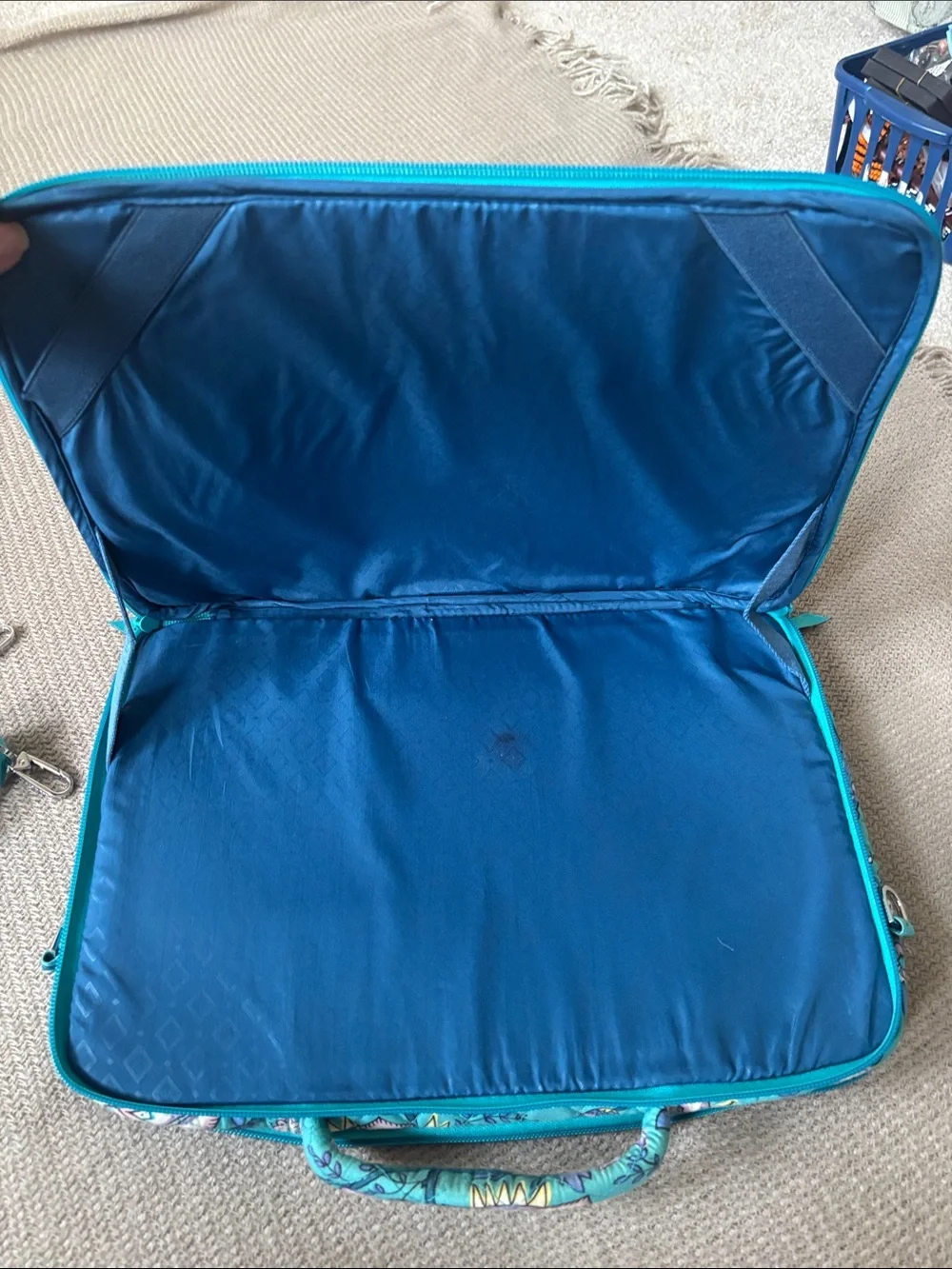 Vera Bradley Teal Peacock Floral Quilted Laptop Sleeve